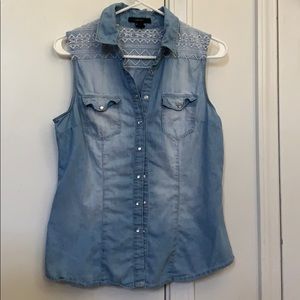 Denim Vest with white detailing
